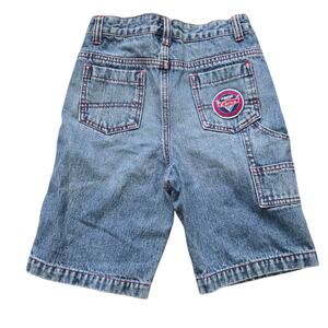 Y2k Disney Pixar Cars Boys Denim Shorts 5 Lightning McQueen Patch Blue Jeans